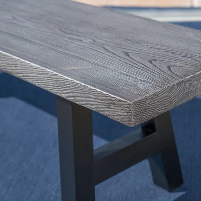 Lido Concrete Patio Dining Bench - Gray - Christopher Knight Home - Image 3