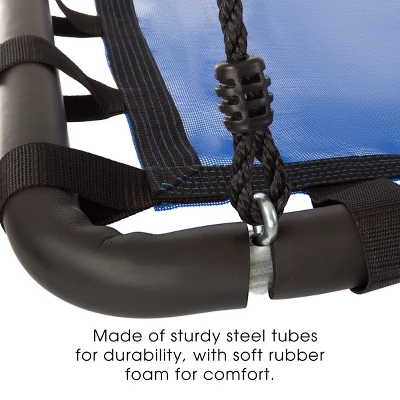 Toy Time Kids' Hanging Platform Swing With Adjustable Rope - 40" X 30"- Blue/Black - Image 2