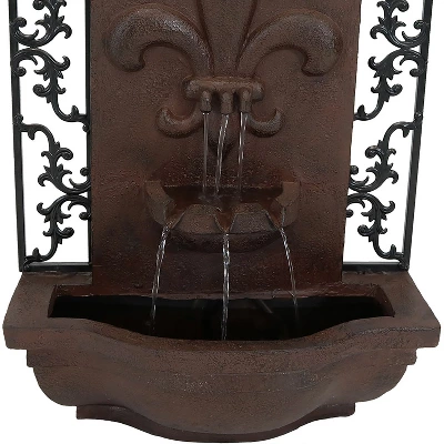 Sunnydaze Decor Sunnydaze 33"H Solar-Powered Polystone French Lily Design Outdoor Wall-Mount Water Fountain - Image 3