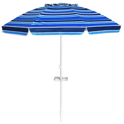 7.2' X 7.2' Portable Sunshade Beach Umbrella With Sand Anchor And Carry Bag - Wellfor - Image 7
