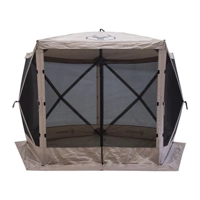 Gazelle Tents G5 5 Sided Pop Up Portable 4 Person Camping Tent Gazebo, Desert Sand And Portable Gazebo Screen Tent Wind Panels, Desert Sand (3 Pack) - Image 3