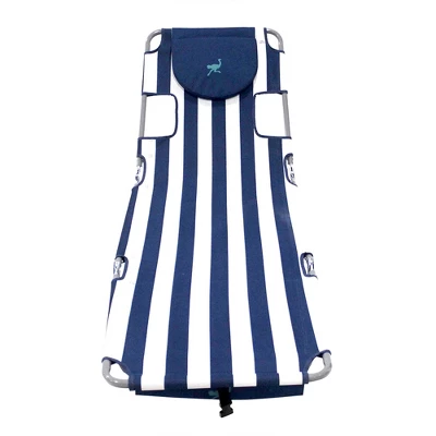 Everlast Ostrich Backpack Chaise Folding Lounge Chair W/4 Adjustable Position, Carrying Straps, Side Pocket And Storage Bag, Navy Stripe (3 Pack) - Image 3