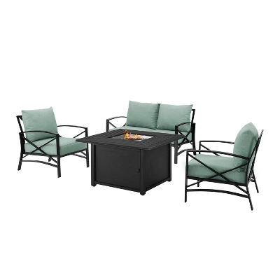 Kaplan 4pc Outdoor Conversation Set With Dante Fire Table - Mist - Crosley - Image 8