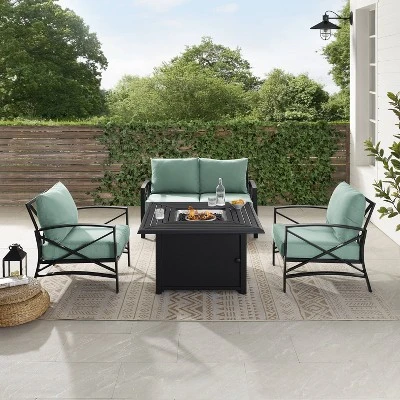 Kaplan 4pc Outdoor Conversation Set With Dante Fire Table - Mist - Crosley - Image 5