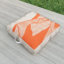 Viviana Gonzalez Vintage Mountains Line Art Outdoor Floor Cushion - Deny Designs