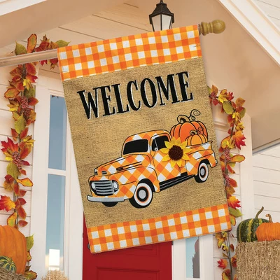 Checkered Fall Truck Burlap House Flag 40" X 28" Briarwood Lane - Image 2