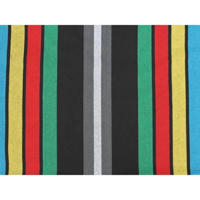 The Hamptons Collection 110” Black And Blue Striped Brazilian Style Hammock With A Steel Hammock Stand