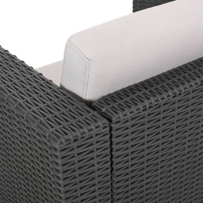 Waverly 8pc Faux Wicker Chat Set - Dark Gray/Gray - Christopher Knight Home - Image 2