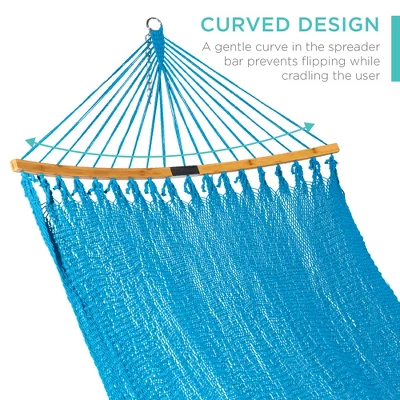Best Choice Products 2-Person Woven Polyester Outdoor Caribbean Hammock W/ Curved Bamboo Spreader Bar - Image 3