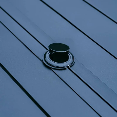 7pc Outdoor Dining Set With With Padded Sling Chairs & Metal Rectangle Table With Umbrella Hole - Captiva Designs - Image 8