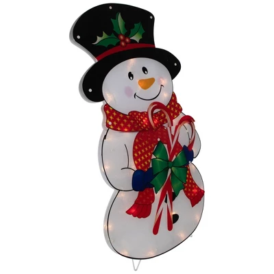 Northlight 30.5" Lighted Snowman With Candy Canes Christmas Outdoor Decoration - Image 4