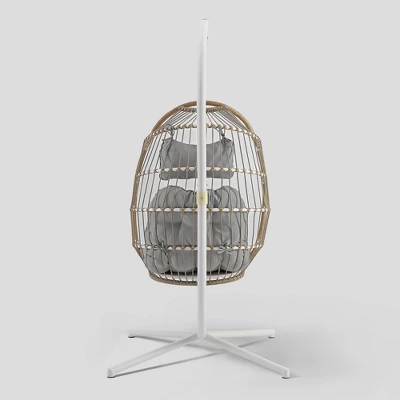 Toluca Hanging Outdoor Boho Egg Chair With Cushion - Saracina Home - Image 2