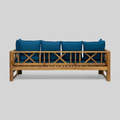 Long Beach Acacia Wood Extendable Patio Daybed Sofa Teak - Christopher Knight Home - Image 5
