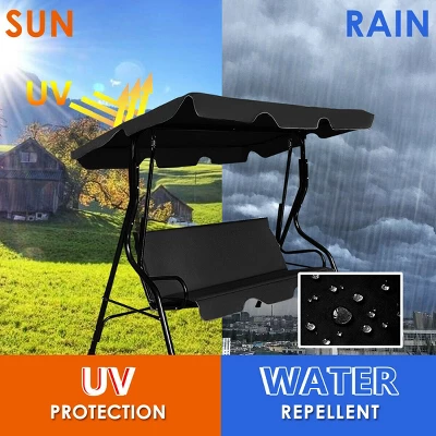 Costway Patio 3 Seats Canopy Swing Glider Hammock Cushioned Steel Frame Outdoor - Image 6