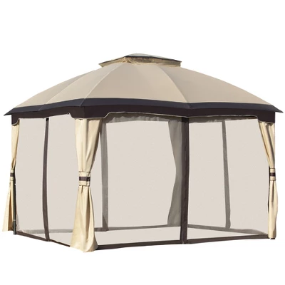 Outsunny 10' X 12' Outdoor Gazebo, Patio Gazebo Canopy Shelter W/ Double Vented Roof, Zippered Mesh Sidewalls, Solid Steel Frame - Image 7