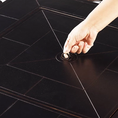 5pc Outdoor Dining Set With 42" Aluminum Square Damask Design Fire Table & Deep Seating Swivel Rocking Chairs - Oakland Living - Image 5