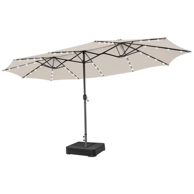 Costway Outdoor 15' Double-Sided Patio Umbrella 48 Solar LED Lights Crank & Base - Image 8