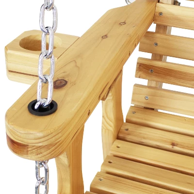 Sunnydaze Decor Sunnydaze Outdoor 2-Person Traditional Wooden Porch Swing With Hanging Chains - 58.5-Inch - Brown - Image 2