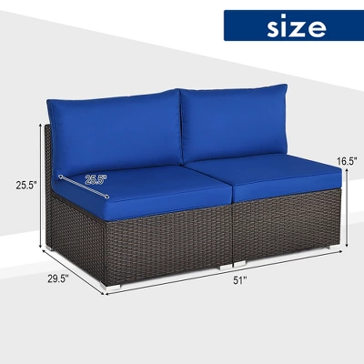 Costway 2PCS Patio Rattan Armless Sofa Sectional Furniture - Image 2