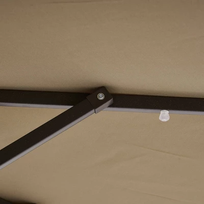 9' X 9' Solar LED Patio Umbrella With Tilt Adjustment And Crank Lift Brown - Wellfor - Image 7