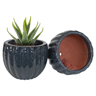 Sunnydaze Decor Sunnydaze Round Ceramic Planter - Black Mist - 10" - Set Of 2 - Image 5
