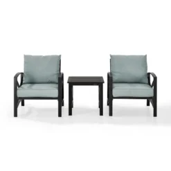 3pc Kaplan Outdoor Seating Set With 2 Chairs & Side Table - Mist - Crosley