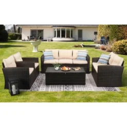 5pc Wicker Outdoor Conversation Set - EDYO LIVING