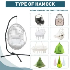 Hammock Steel C Stand -Stand For Hanging Hammock Chairs - 300 Pound Capacity, Black
