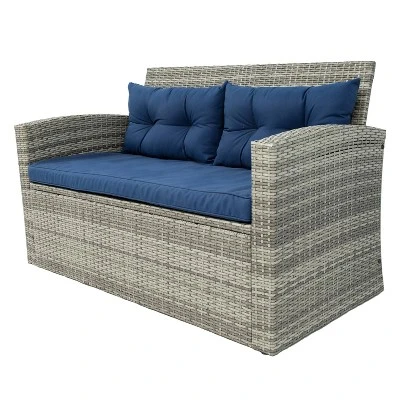 Terrazzo 4pc Outdoor Wicker Seating Set With Cushions - DUKAP - Image 5