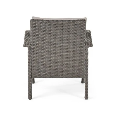 Keana 5pc Faux Rattan Club Chair & Fire Pit Chat Set - Christopher Knight Home - Image 9