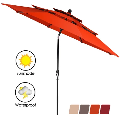 Tangkula Outdoor Auto-tilt Patio Market Umbrella W/ Double Vented - Image 12