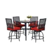5pc Outdoor Set With Swivel Stools & Cushions & Square Metal Table - Captiva Designs