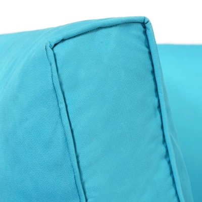 5pc Wicker Patio Sectional Seating Set With Cushions - Espresso/Blue - GODEER - Image 10