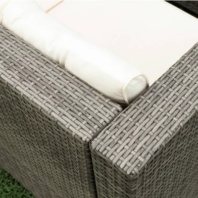 4pc Wicker Patio Seating Set With Cushions - Gray/Beige - GODEER - Image 9