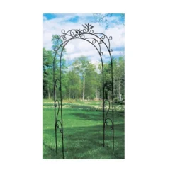 113" Tall Iron Handcrafted Tuileries Garden Arbor Graphite Powder Coated Finish - Achla Designs