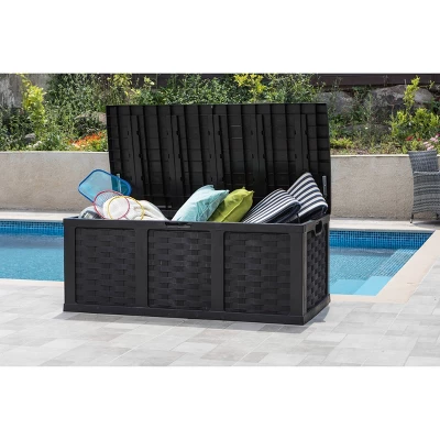 Starplast 153 Gallon Plastic Deck Box Black - Image 3