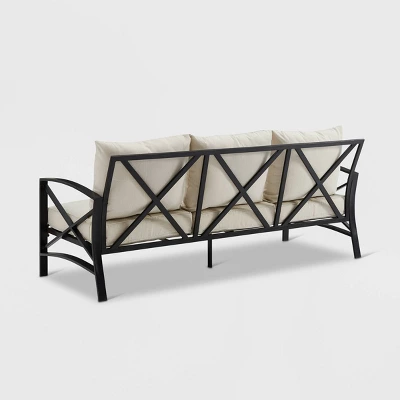 Kaplan Outdoor Metal Sofa Oil Rubbed Bronze With Cushions - Crosley - Image 3