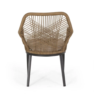 Russel 3pc Outdoor Wicker 2 Seater Chat Set - Light Brown/Beige - Christopher Knight Home - Image 8