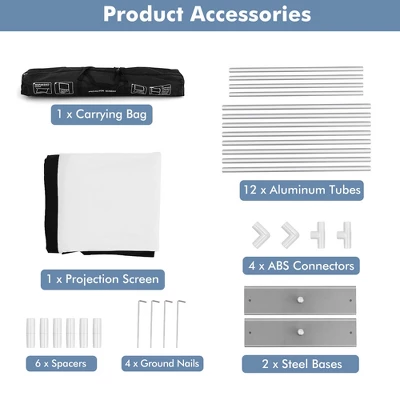 Costway 100'' Projector Screen W/ Stand 16:9 HD 4K Indoor Outdoor Projection Movie Screen - Image 7