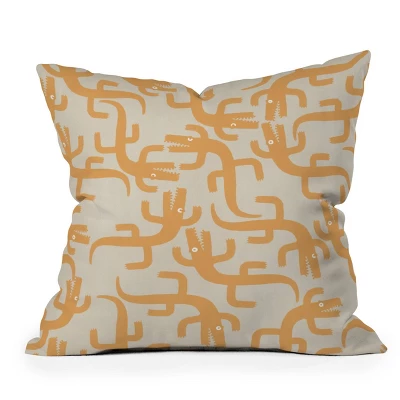 Croc Fun Sun Bath Outdoor Throw Pillow Orange - Deny Designs - Image 6