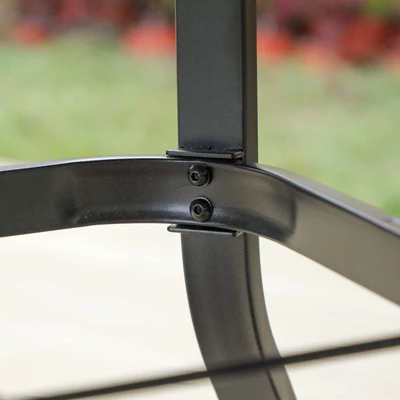 5pc Patio Dining Set With Rattan Arm Chairs & Square Faux Wood & Steel Tabletop - Captiva Designs - Image 6