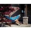 The Hamptons Collection 102” Blue Striped Brazilian Style Hammock With Hammock Stand