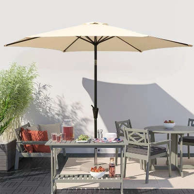 9' Aluminum Outdoor Patio Umbrella With Carry Bag - Wellfor - Image 7