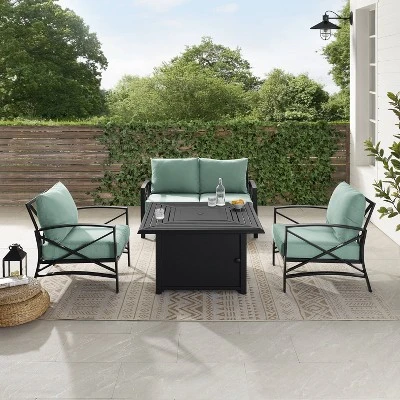Kaplan 4pc Outdoor Conversation Set With Dante Fire Table - Mist - Crosley - Image 7