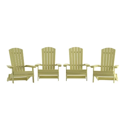 Merrick Lane Set Of 4 Poly Resin Folding Adirondack Lounge Chair - All-Weather Indoor/Outdoor Patio Chair - Image 19