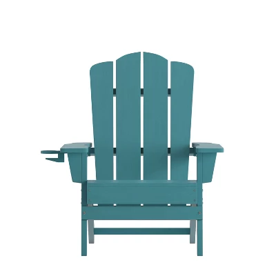 Emma And Oliver Adirondack Chair With Cup Holder, Weather Resistant HDPE Adirondack Chair - Image 10