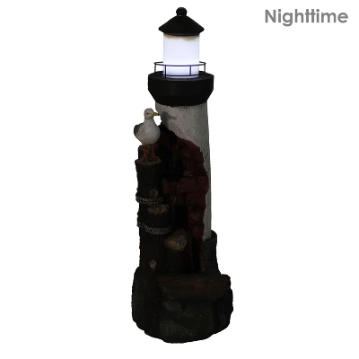 Sunnydaze Decor Sunnydaze 36"H Electric Polyresin Gull's Cove Lighthouse Outdoor Water Fountain With LED Light - Image 5