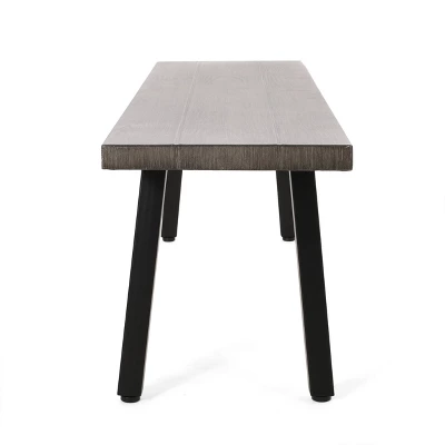 Pointe 3pc Outdoor Modern Industrial Aluminum Dining Set With Benches Gray/Matte Black - Christopher Knight Home - Image 4