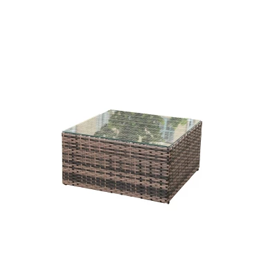 4pc Wicker Patio Sectional Seating Set With Sofa, Arm Chair, Ottoman & Accent Table - Brown/Beige - GODEER - Image 8