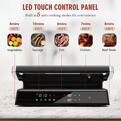 Costway Electric Panini Press Grill 1200W Sandwich Maker With Independent Temperature Control & Removable Drip Tray - Image 3